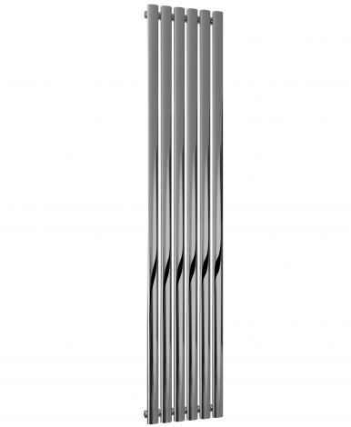 Winchester Oval Single Panel Polished Stainless Steel Vertical Designer Radiator 1800mm high x 354mm wide