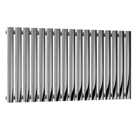 Winchester Oval Single Panel Polished Stainless Steel Horizontal Designer Radiator 600mm high x 1003mm wide