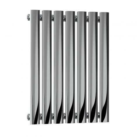 Winchester Oval Single Panel Polished Stainless Steel Horizontal Designer Radiator 600mm high x 413mm wide