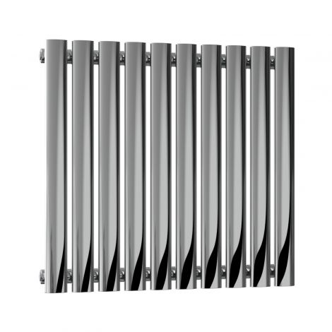 Winchester Oval Single Panel Polished Stainless Steel Horizontal Designer Radiator 600mm high x 590mm wide