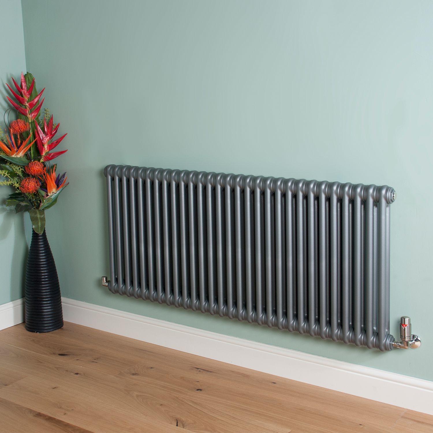 Old Style Mid Grey Two Column Designer Radiator 600mm high x 1320mm wide