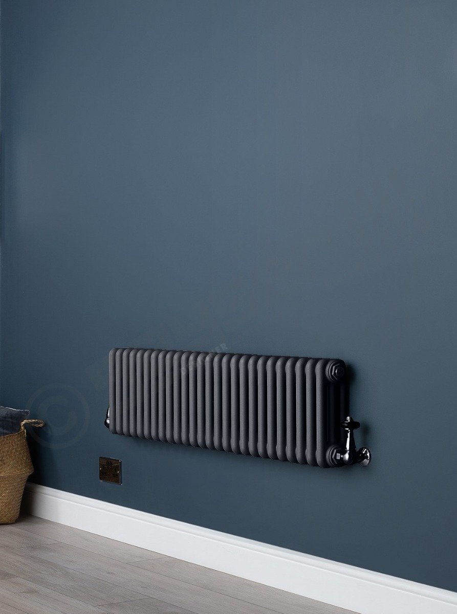 3 Column Hammered Silver Low Level Radiator