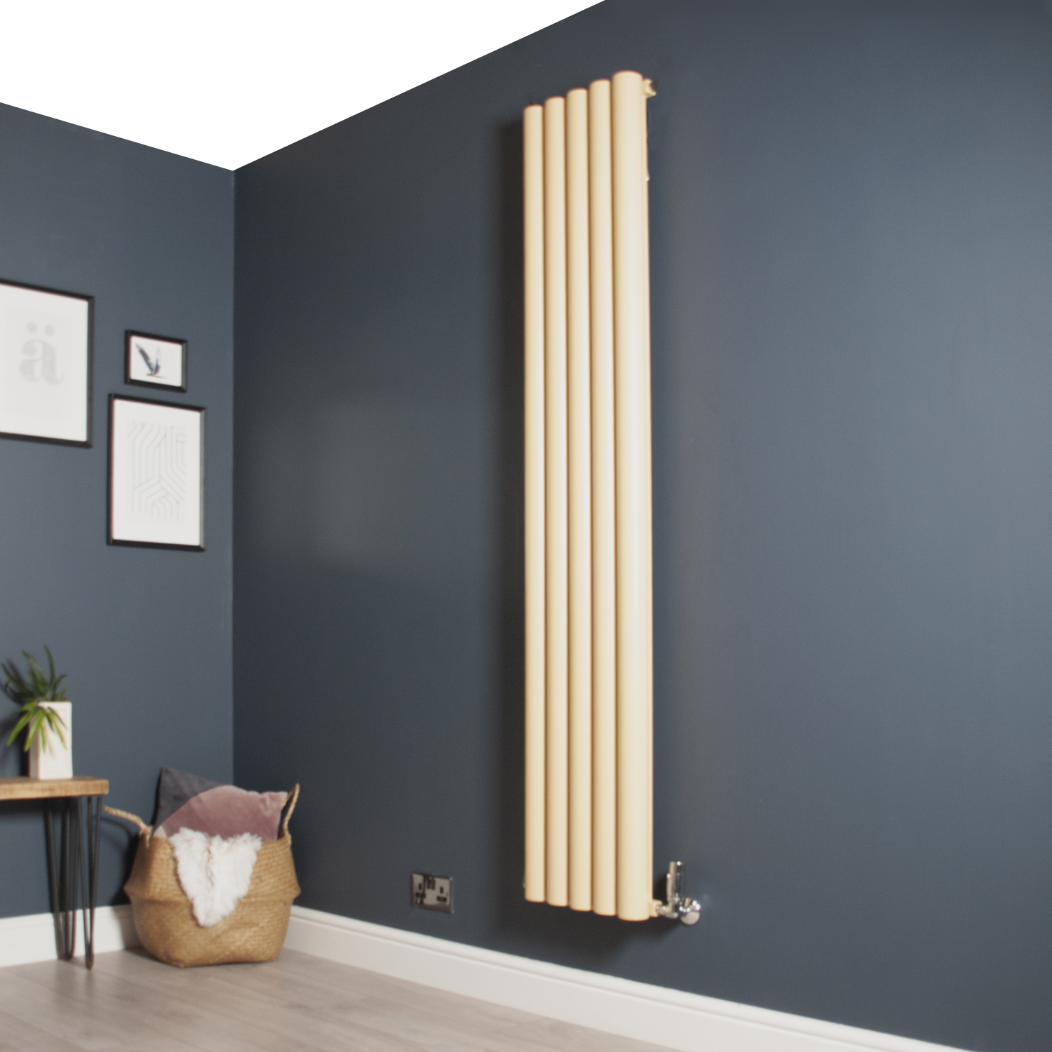 Orb Cream Vertical Designer Radiator - 1800mm high x 345mm wide