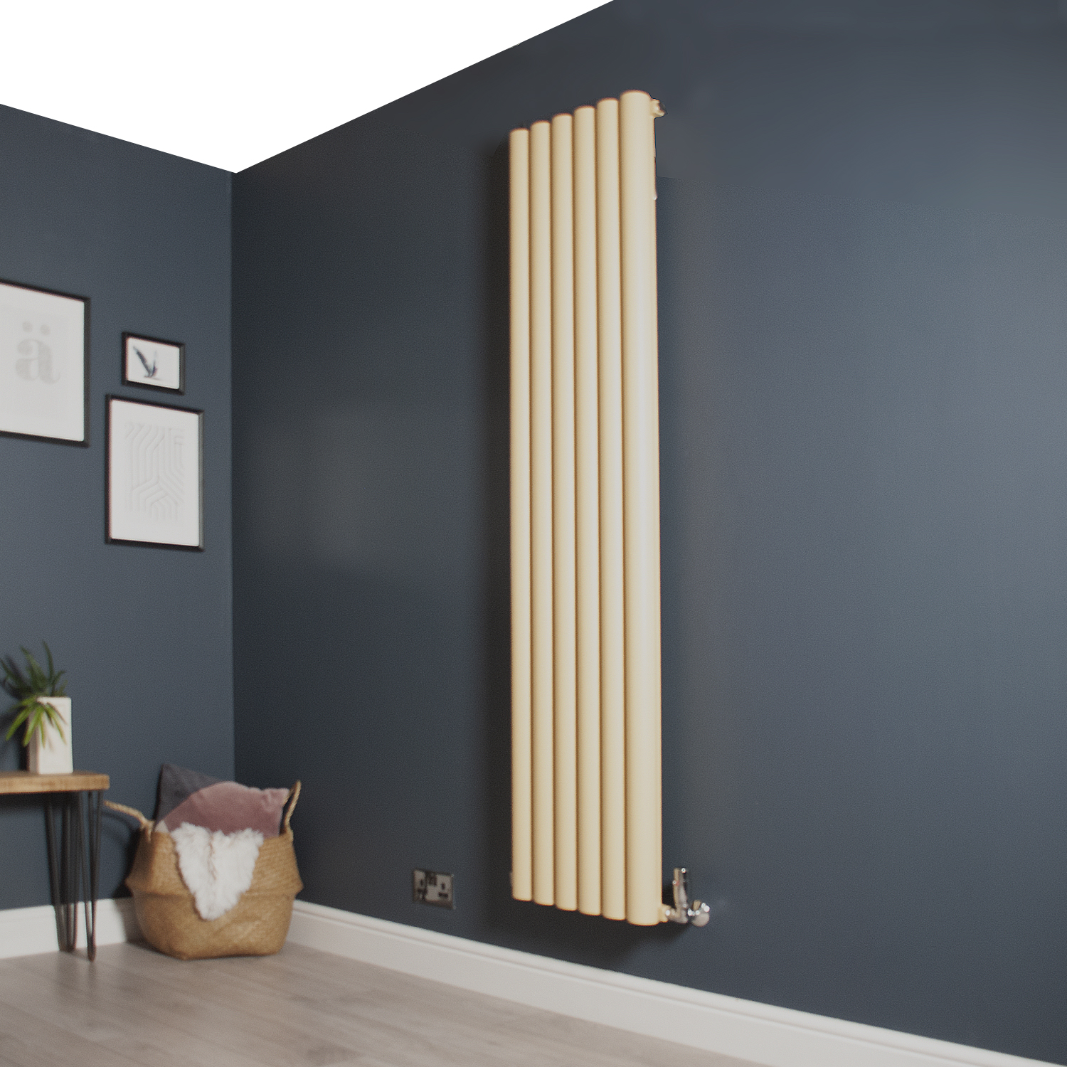 Orb Cream Vertical Designer Radiator - 1800mm high x 415mm wide