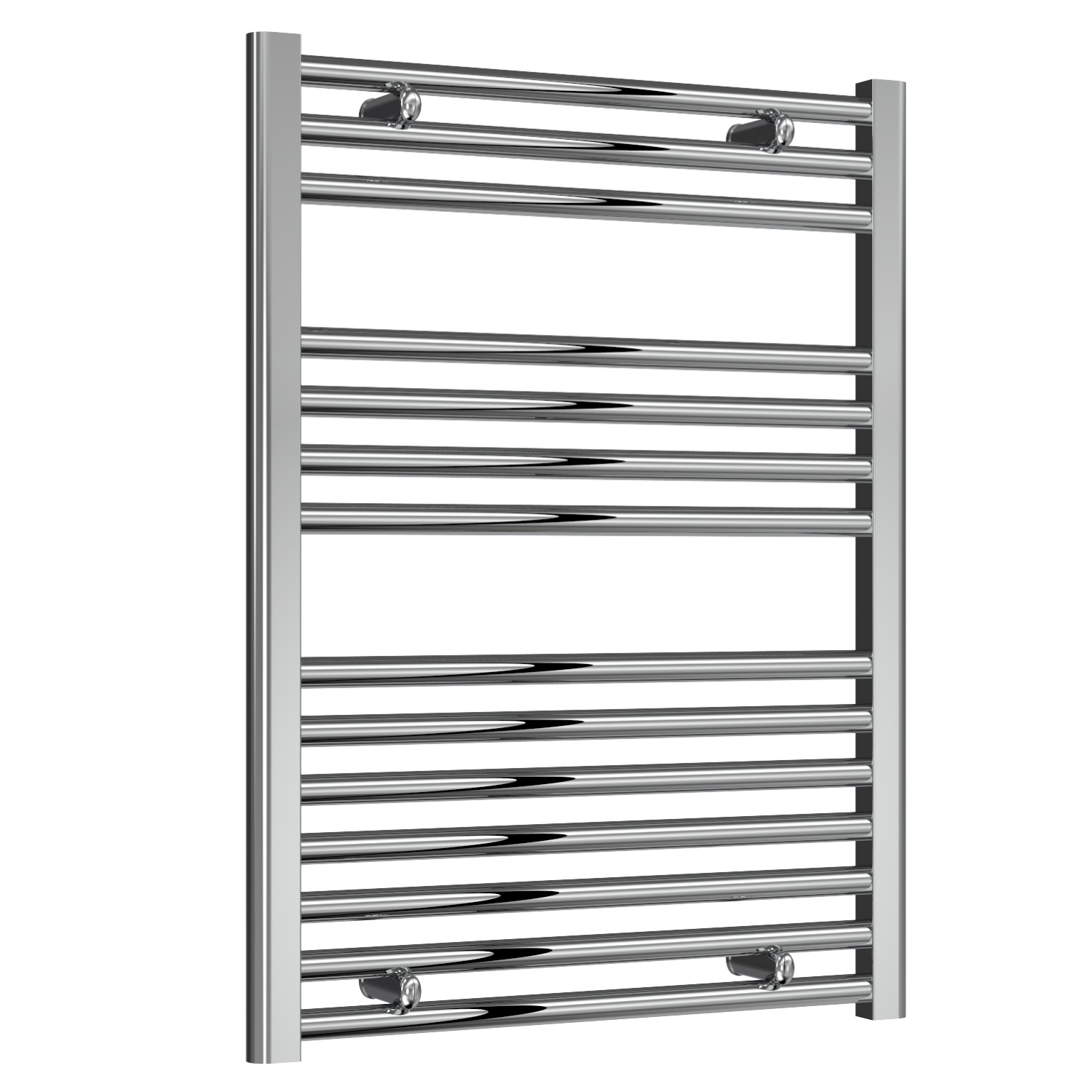 Premium - 600mm Wide Chrome Straight Ladder Thermostatic Electric Towel Rails with Boost