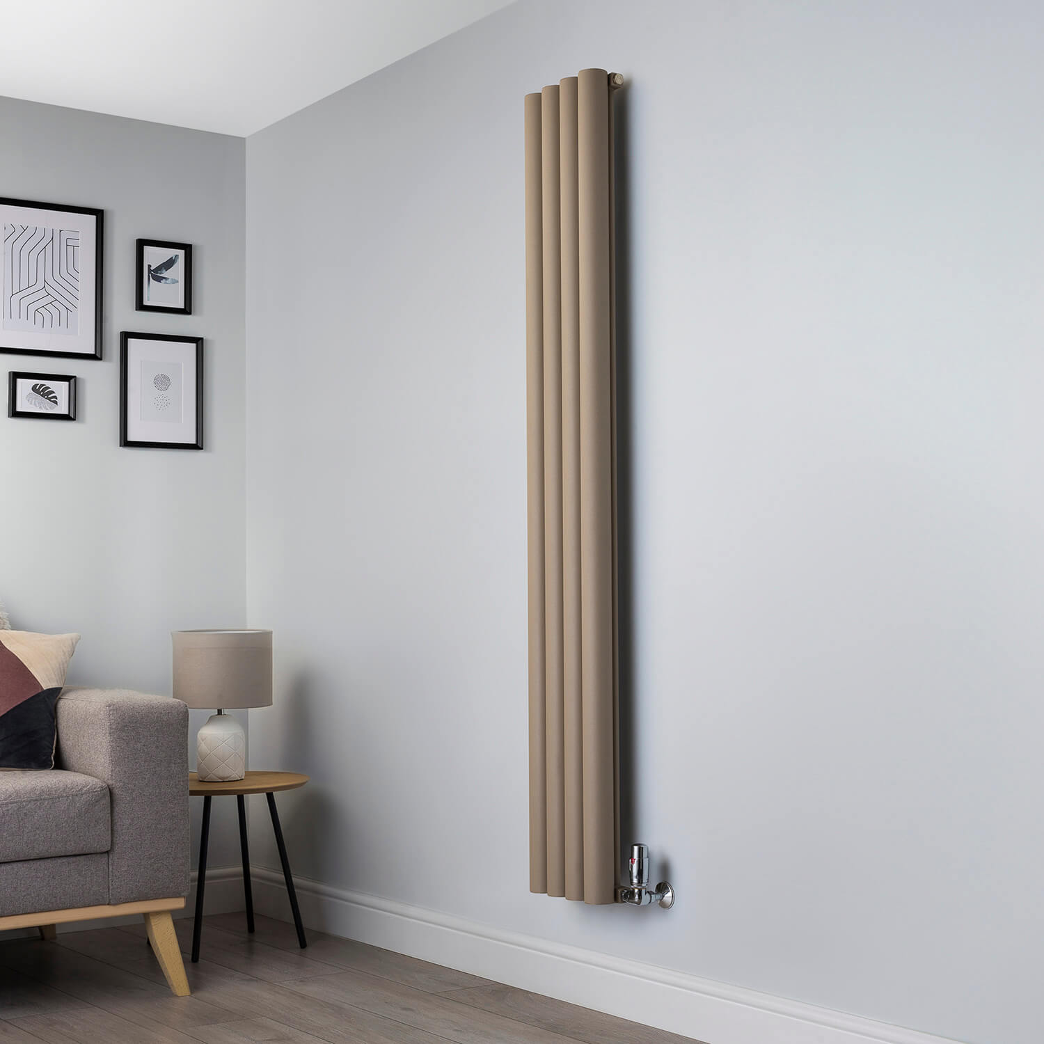 Orb Sand Brown Vertical Designer Radiator - 1800mm high x 275mm wide