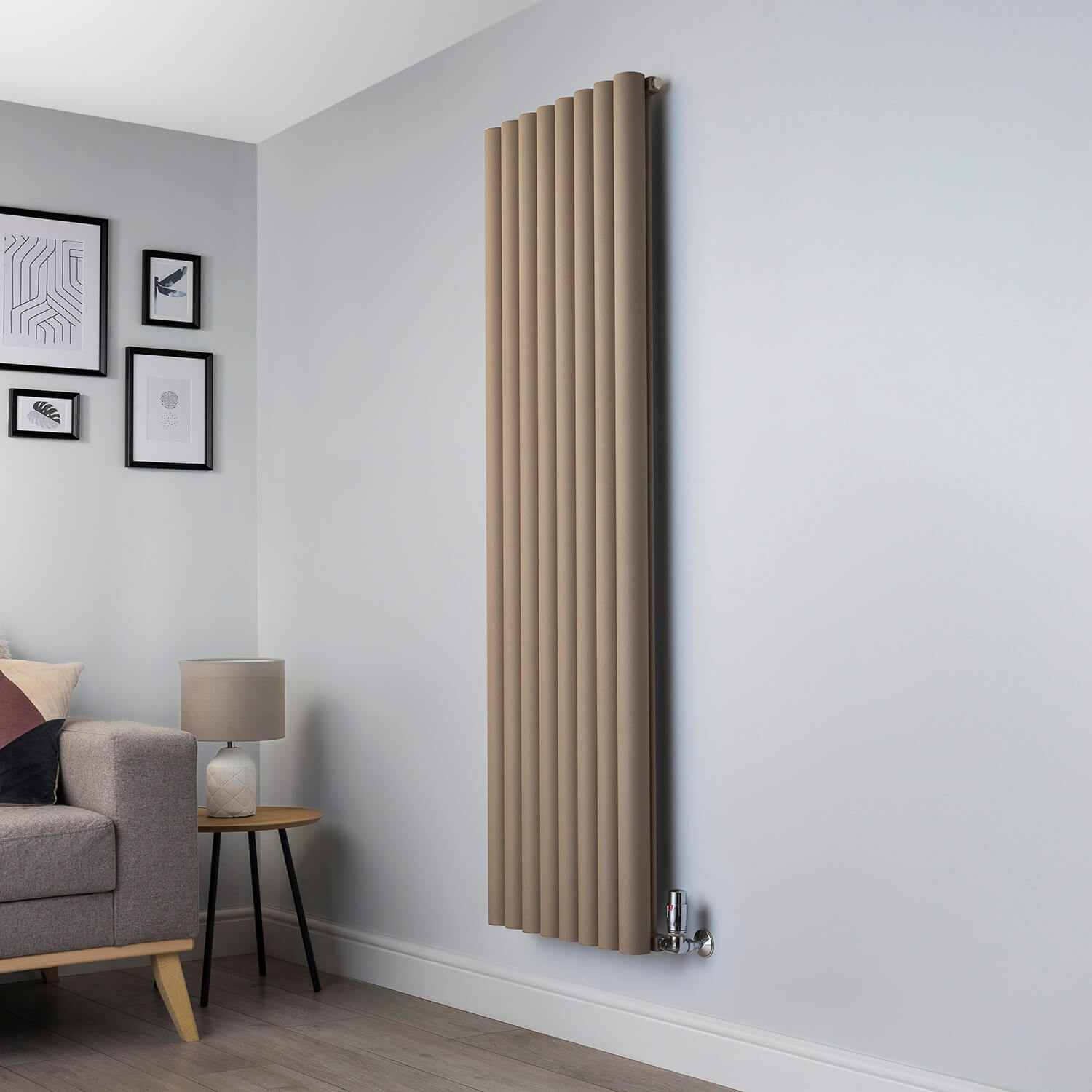 Orb Sand Brown Designer Radiator - 1800mm high x 555mm wide