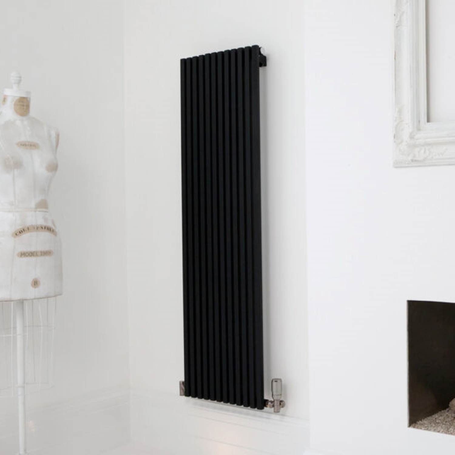 Sheffield black square bar single panel vertical designer radiator
