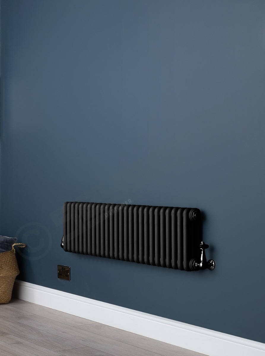 Custom 2 Column 400mm High Smooth Matt Black Radiators