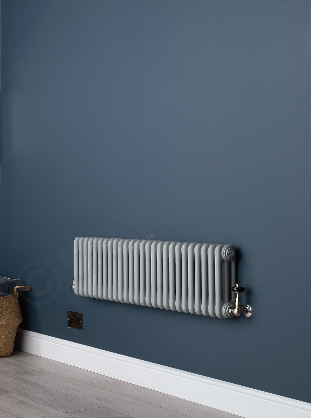 4 Column Low Level Matt Textured Light Grey Radiator