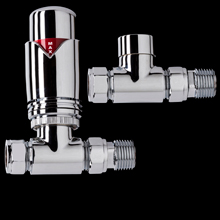 Chrome Straight Thermostatic Radiator Valves - TRV & Lockshield Set