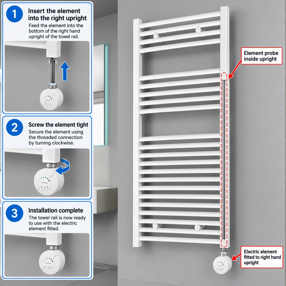 Geyser SMART White Thermostatic Element for Radiator or Towel rail