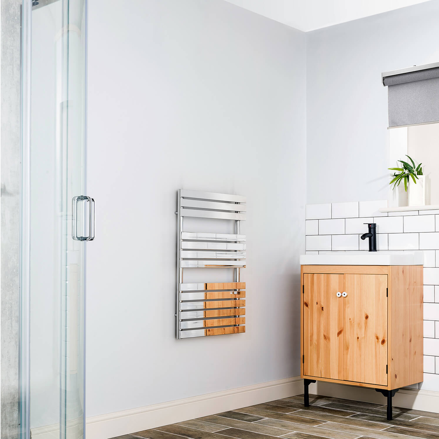 Wallpan Chrome Designer Heated Towel Rail 800mm high x 500mm wide