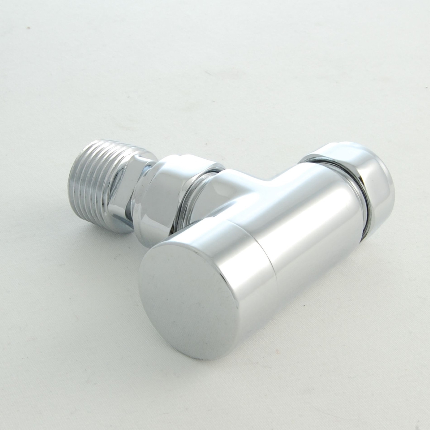 White Thermostatic Angled Radiator Valves - For Pipes Coming Out Of Floor