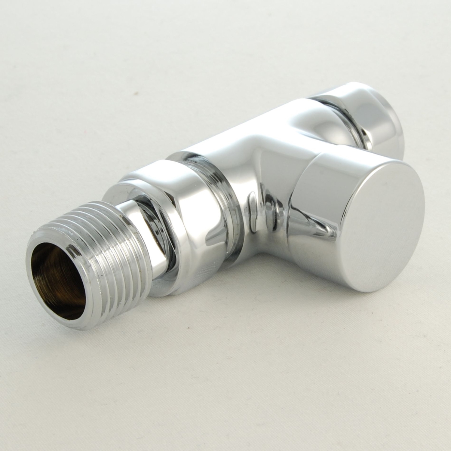 White Thermostatic Straight Radiator Valves - For Pipes Coming Out Of Floor (Towel Rails)