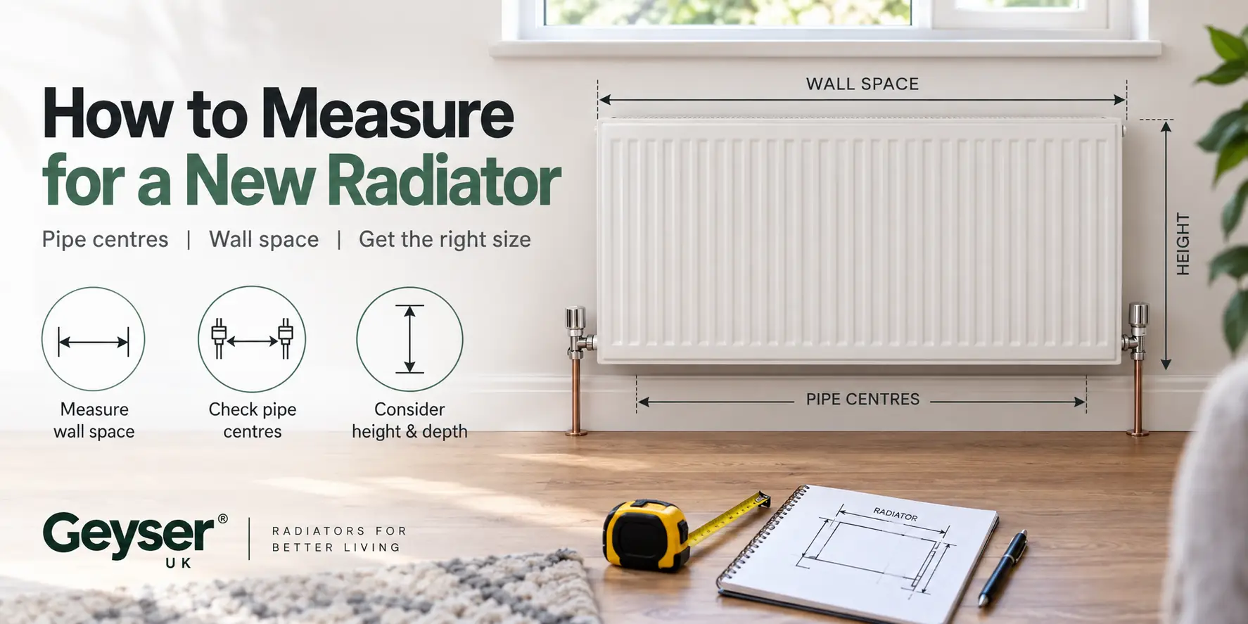 How to Measure for a New Radiator: Pipe Centres, Wall Space and Valve Allowance