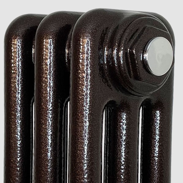 Copper column radiator close up
